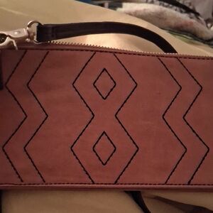 INC VEGAN LEATHER Geometric Clutch - Rust Brown